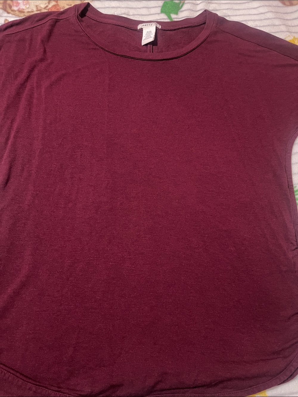 Matty M Burgundy Short Sleeve Crewneck Tunic